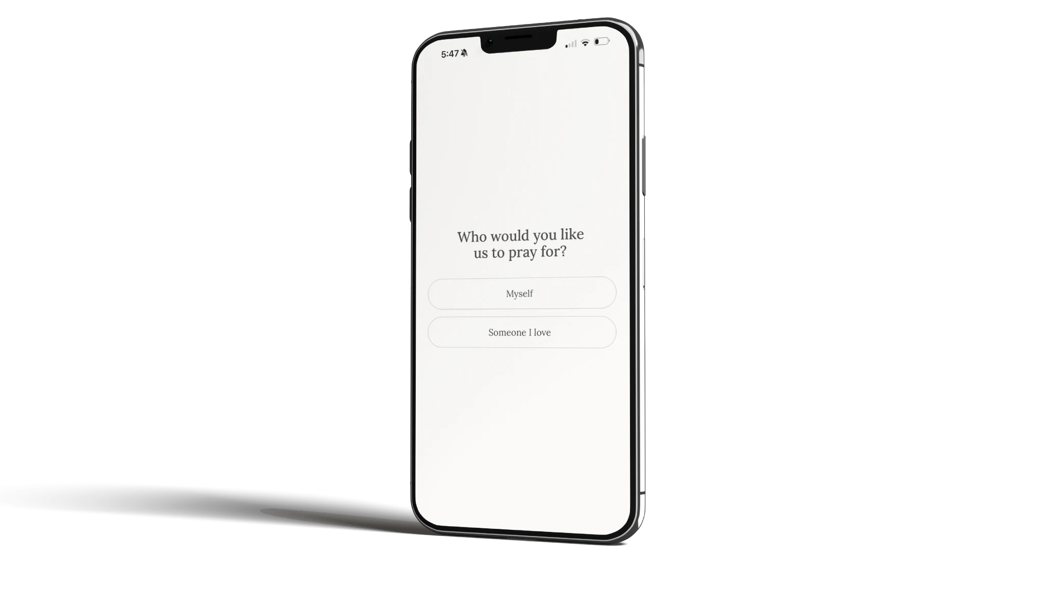 The 10,000 Prayers app, asking who you would like us to pray for.